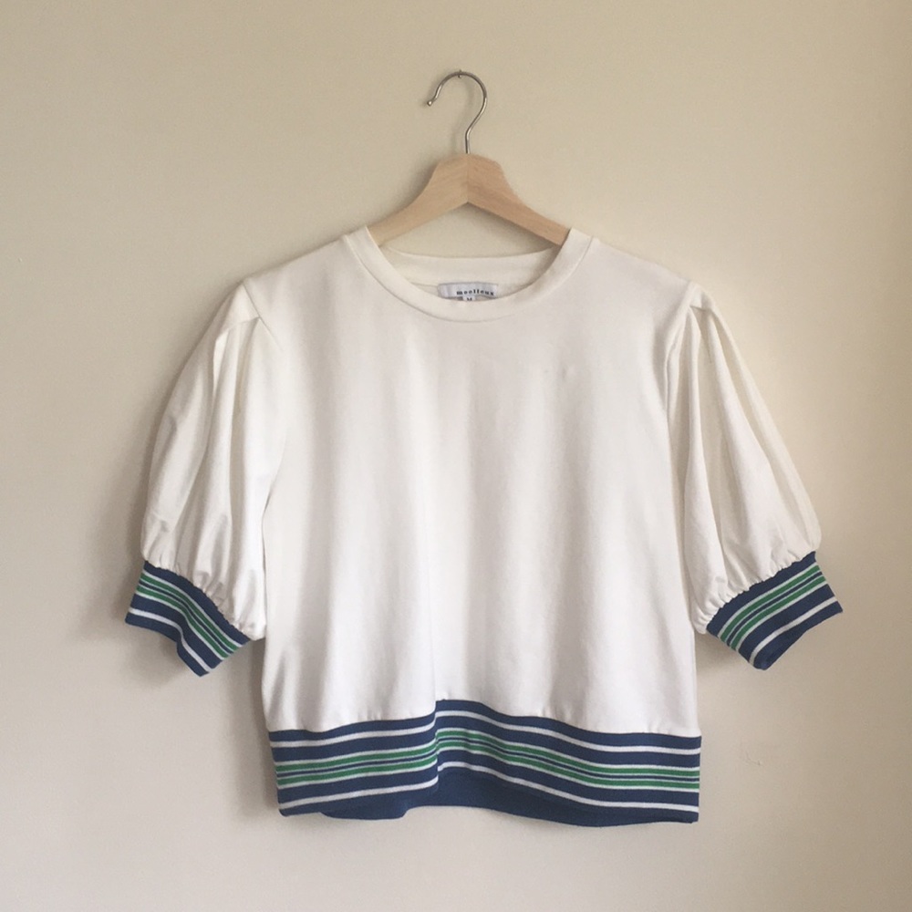 Anthropologie Moelleux, white top.